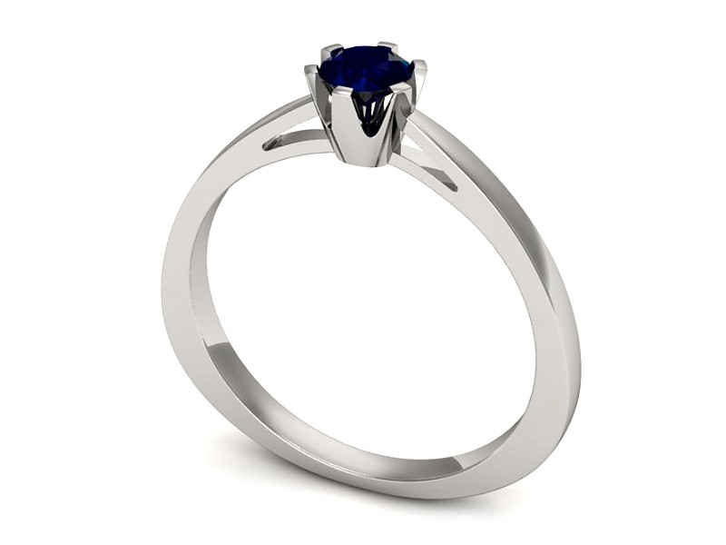 Złoty pierścionek z szafirem białe złoto - P15327bsz — zdjęcie 3
