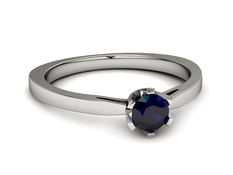 Złoty pierścionek z szafirem białe złoto - P15327bsz — zdjęcie 2