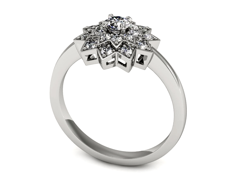 Złoty pierścionek z cyrkoniami białe złoto - P15556b — zdjęcie 3