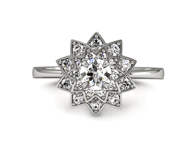 Złoty pierścionek z cyrkoniami białe złoto - P15556b — zdjęcie 2