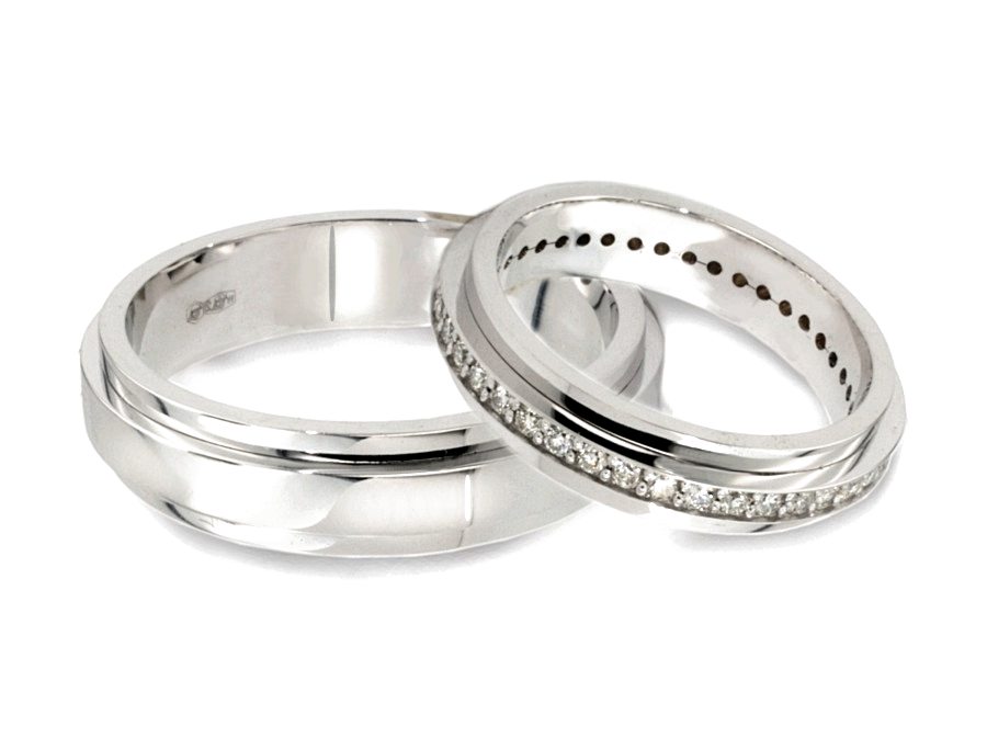 Obrączki pallad z diamentami pallad 850 - P45220T228PLL — zdjęcie 2