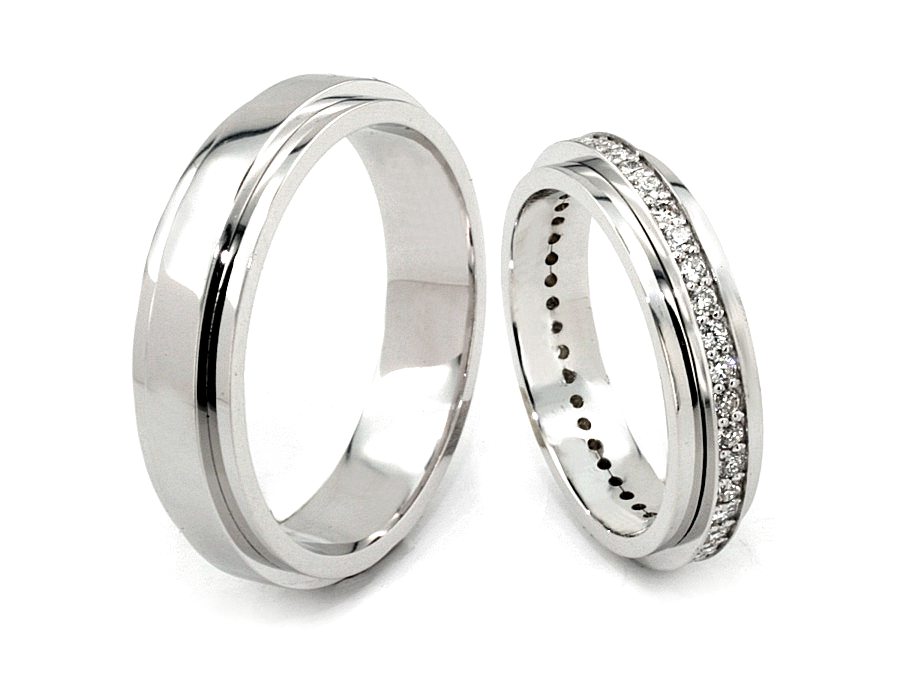 Obrączki pallad z diamentami pallad 850 - P45220T228PLL — zdjęcie 3