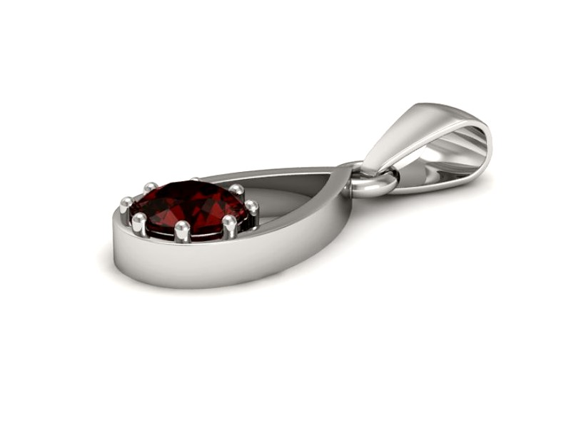 Romantyczny wisiorek z białego złota 585 z granatem - W15331bgr — zdjęcie 3