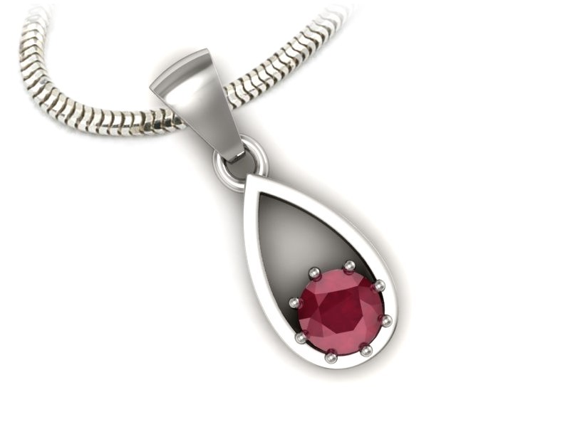 Wisiorek z białego złota z rubinem klejnot pełny pasji - W15331br — zdjęcie 3