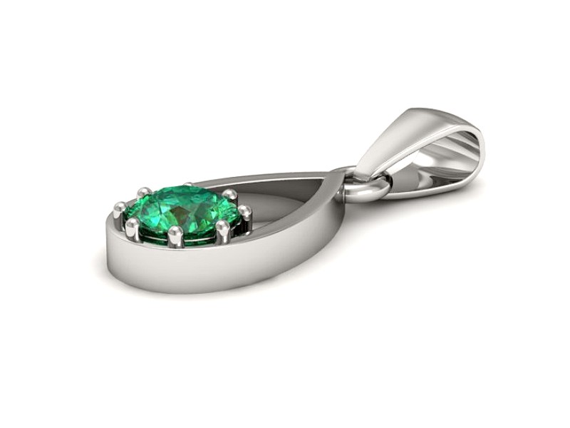 Cudowna złota zawieszka białe złoto 585 i szmaragd - W15331bsm — zdjęcie 2