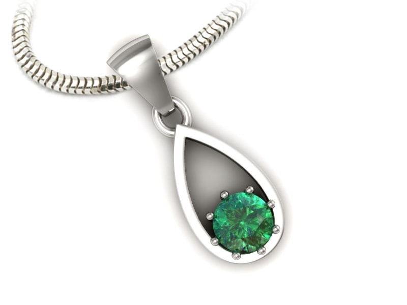 Cudowna złota zawieszka białe złoto 585 i szmaragd - W15331bsm — zdjęcie 3