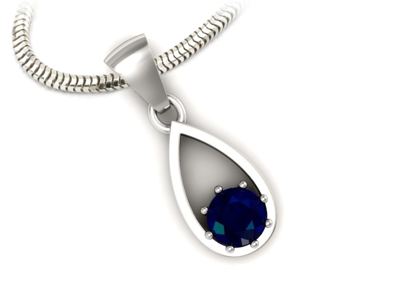 Zawieszka z szafirem w białym złocie pełna klasyka - W15331bsz — zdjęcie 3