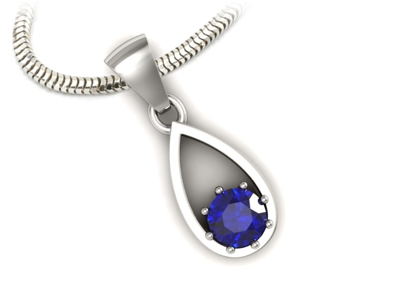 Zawieszka z szafirem w białym złocie głębia elegancji - W15331bszc — zdjęcie 3