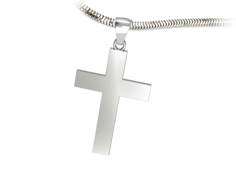 Złoty krzyżyk z białego złota klasyczny symbol wiary - W15581b — zdjęcie 3