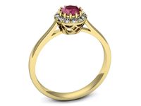 Złoty pierścionek z rubinem i brylantami złoto proba 585 - _p16598zr- 3