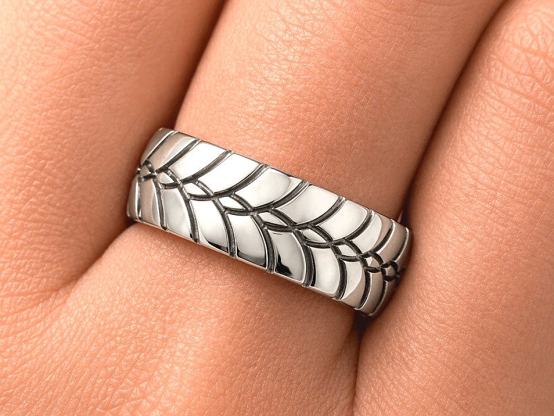 Obrączka z białego złota polerowana soczewkowa - au11_12 — zdjęcie 3