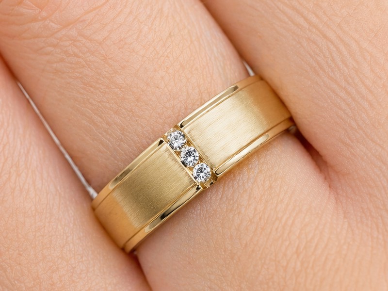 Obrączka złota z brylantami - au9_6_6 — zdjęcie 3