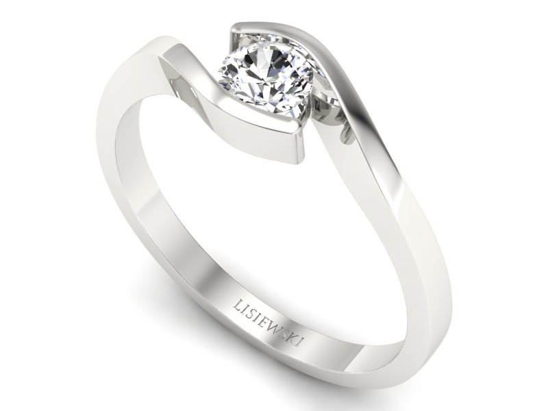 Złoty pierścionek z brylantem białe złoto - b1042br_VS_H — zdjęcie 3