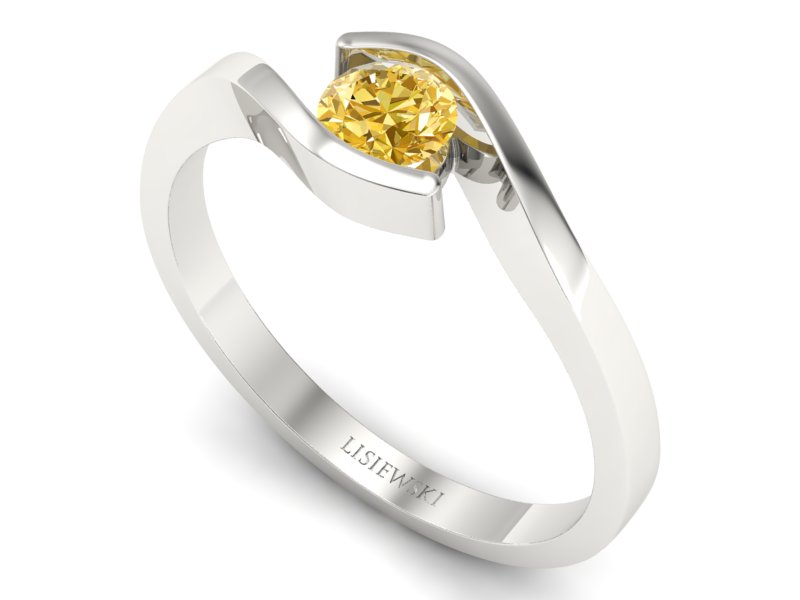 Złoty pierścionek z brylantem białe złoto - b1042gold_Vs — zdjęcie 3