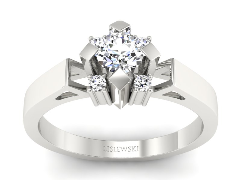 Złoty pierścionek z brylantem białe złoto - b1087br_P_H