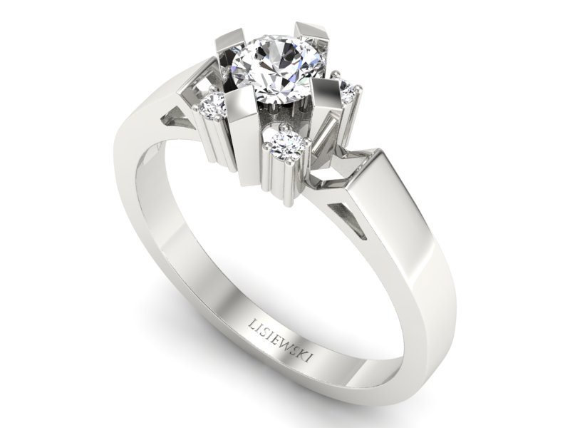 Złoty pierścionek z brylantem białe złoto - b1087br_P_H — zdjęcie 3