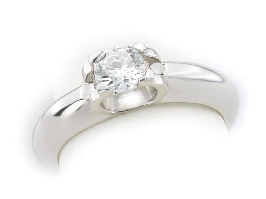 Złoty pierścionek z brylantem białe złoto - b1119br_Si_H — zdjęcie 3