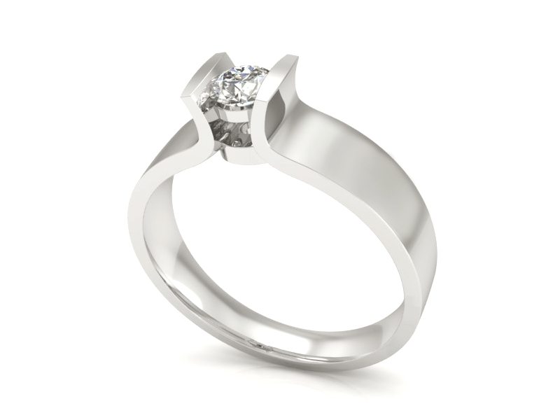 Złoty pierścionek z brylantem białe złoto - b1160b