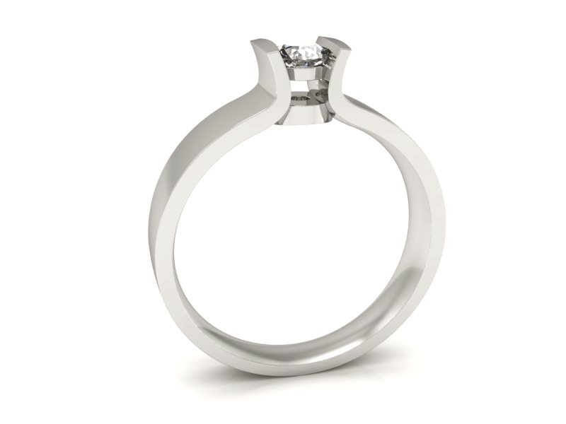 Złoty pierścionek z brylantem białe złoto - b1160b — zdjęcie 3