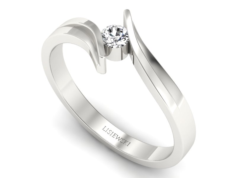 Złoty pierścionek z brylantem białe złoto - b1171br_VS_H — zdjęcie 3