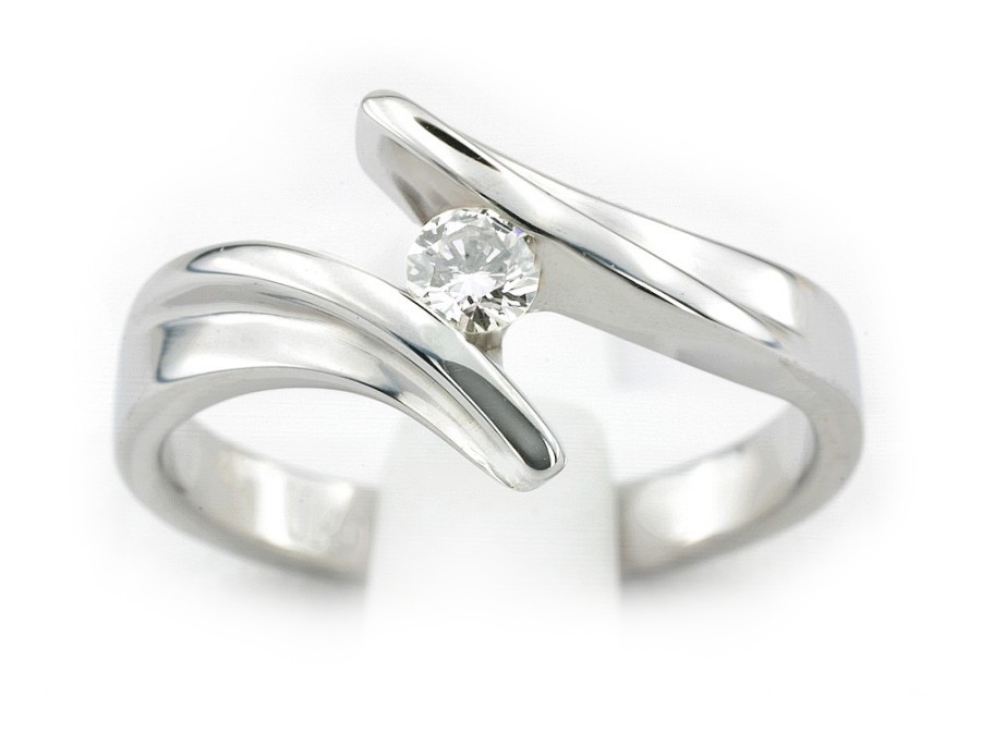 Złoty pierścionek z brylantem białe złoto - b1171br_VS_H — zdjęcie 4