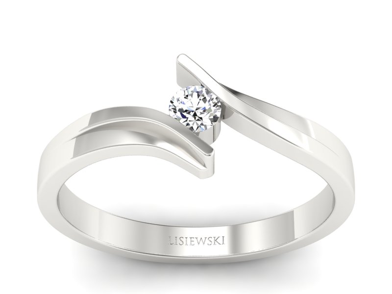 Złoty pierścionek z brylantem białe złoto - b1171br_VS_H_16