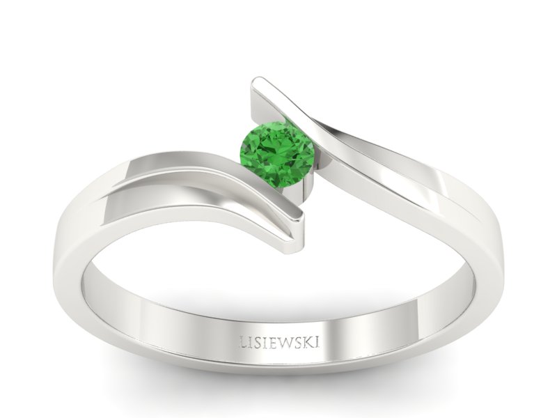 Pierścionek z brylantem białe złoto - b1171darkgreen