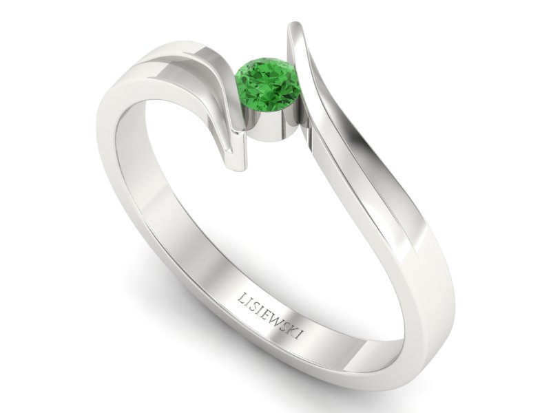 Pierścionek z brylantem białe złoto - b1171darkgreen — zdjęcie 3