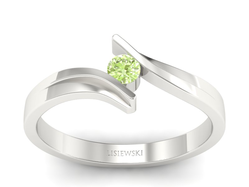 Pierścionek białe złoto z brylantem - b1171lightgreen