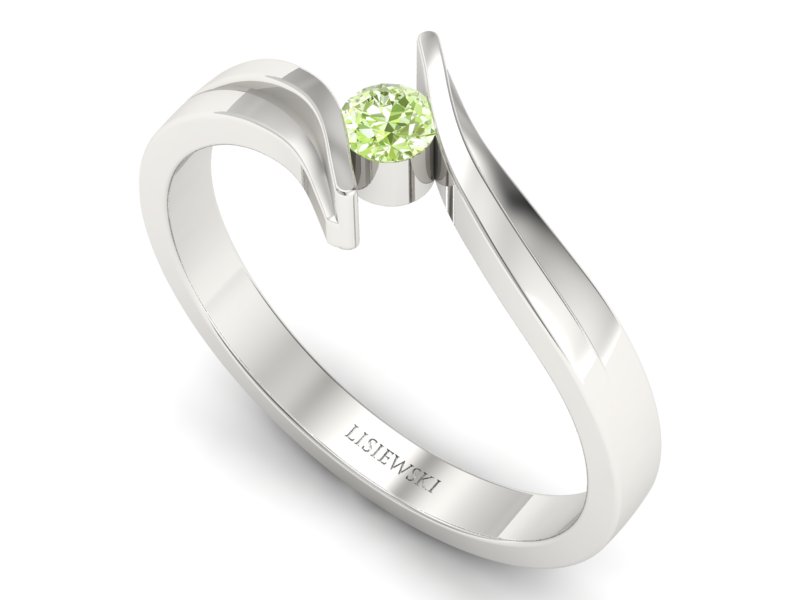 Pierścionek białe złoto z brylantem - b1171lightgreen — zdjęcie 3