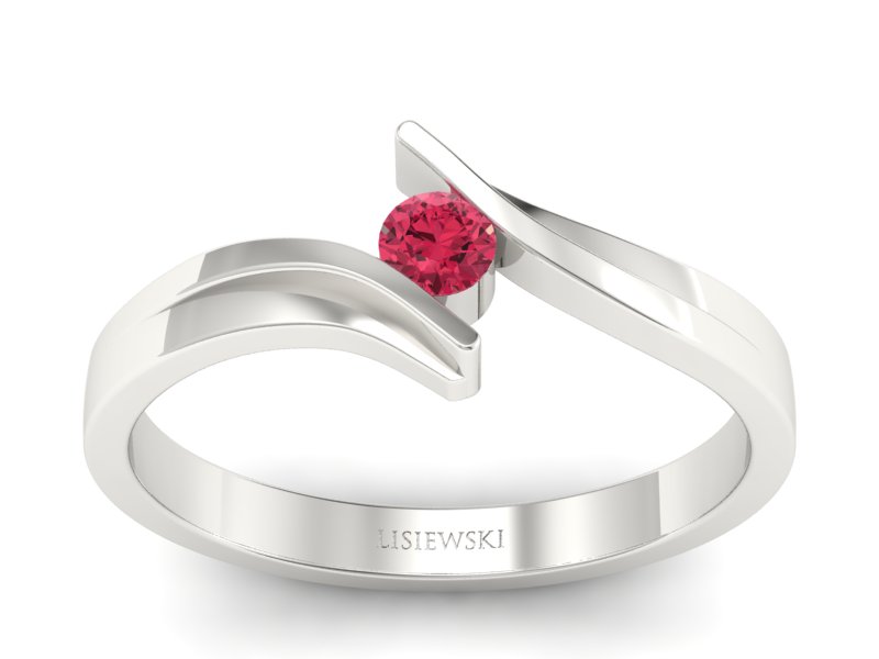 Pierścionek z brylantem białe złoto - b1171rasppink