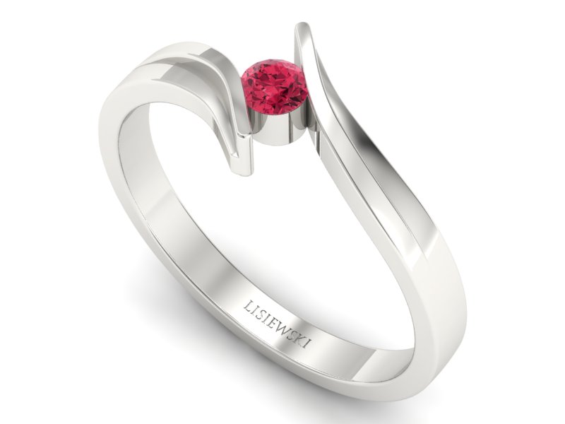 Pierścionek z brylantem białe złoto - b1171rasppink — zdjęcie 3