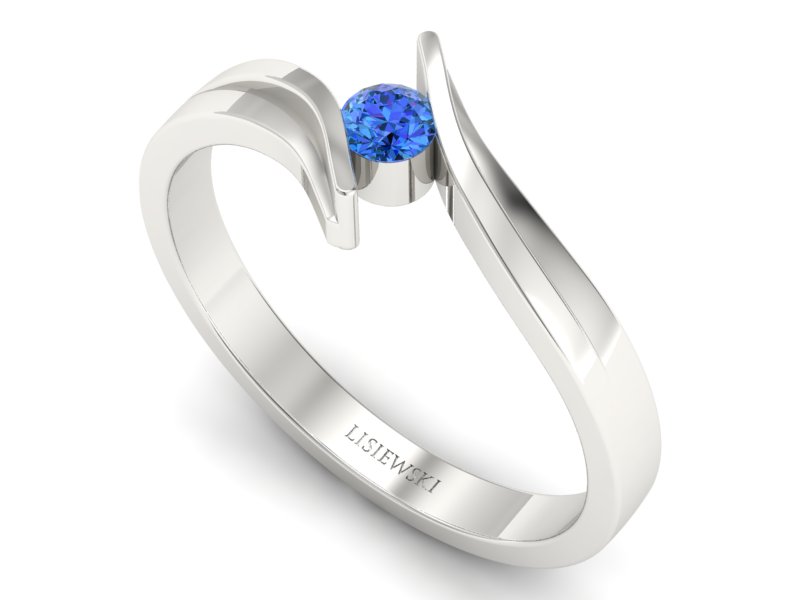 Pierścionek z brylantem białe złoto - b1171trueblue30vs — zdjęcie 3