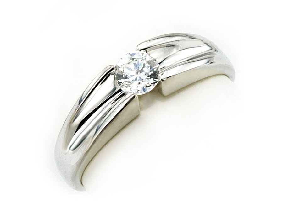 Złoty pierścionek z brylantem białe złoto - b1176br_SI_H — zdjęcie 3