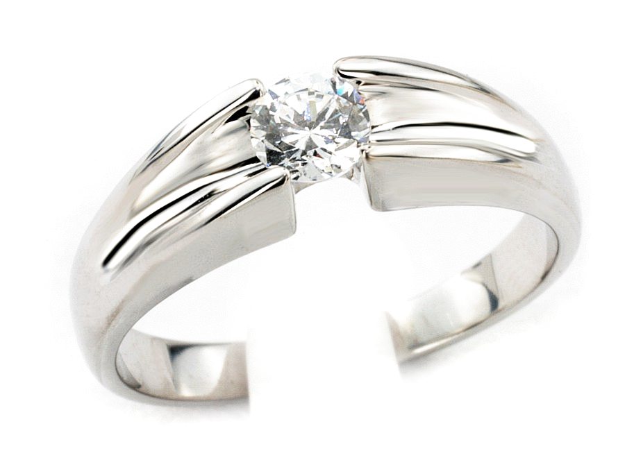 Złoty pierścionek z brylantem białe złoto - b1176br_VS_G