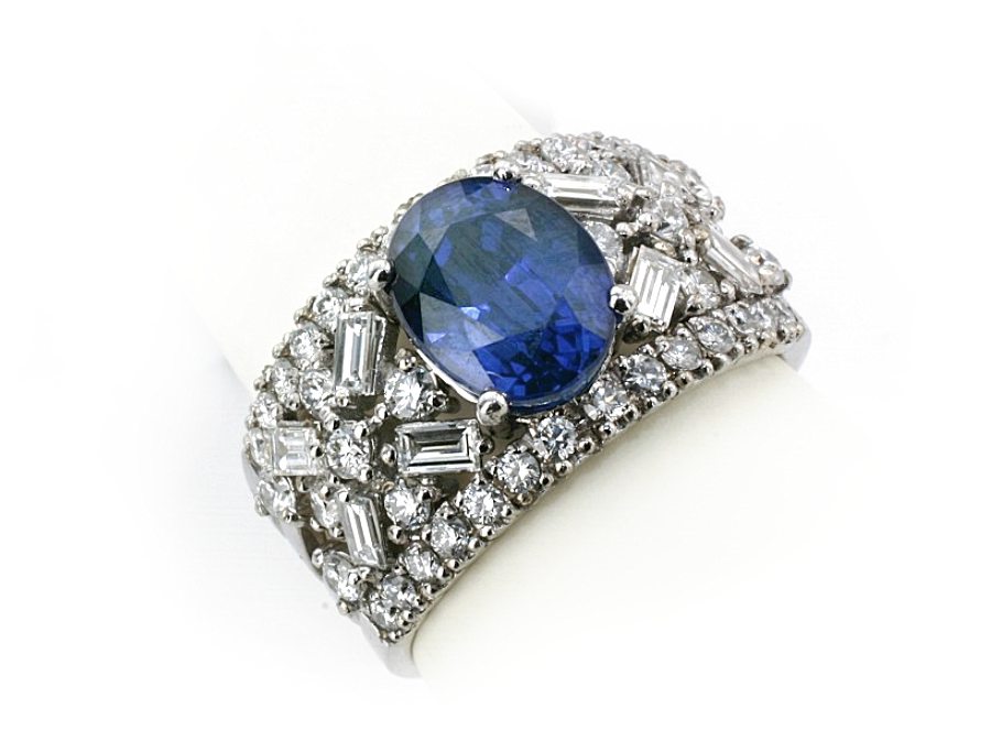 Złoty pierścionek z szafirem i diamentami - b1184_10_2_p — zdjęcie 3