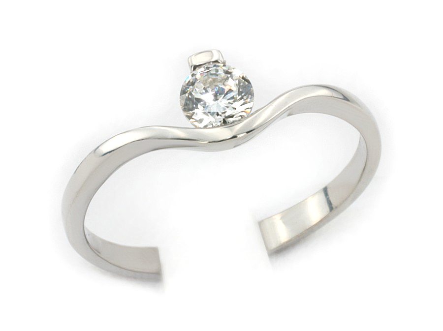 Złoty pierścionek z brylantem białe złoto - b1275br_VVS_G