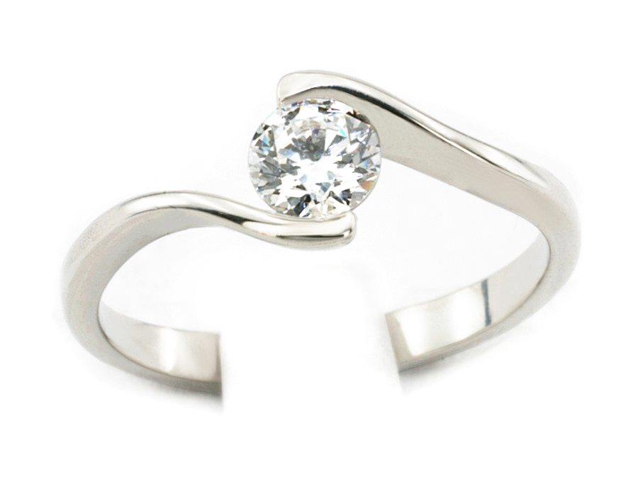 Złoty pierścionek z brylantem białe złoto - b1281br_VS_H