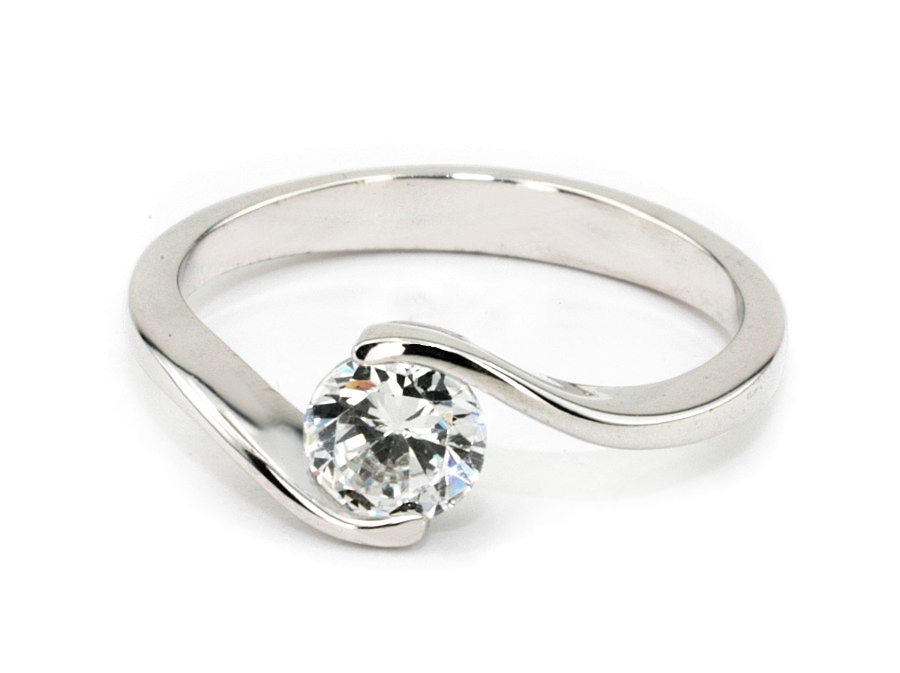 Złoty pierścionek z brylantem białe złoto - b1281br_VS_H — zdjęcie 3