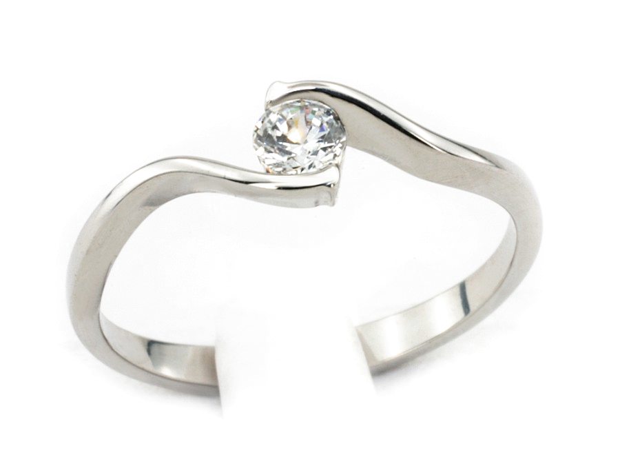 Złoty pierścionek z brylantem białe złoto - b1282br_SI_H