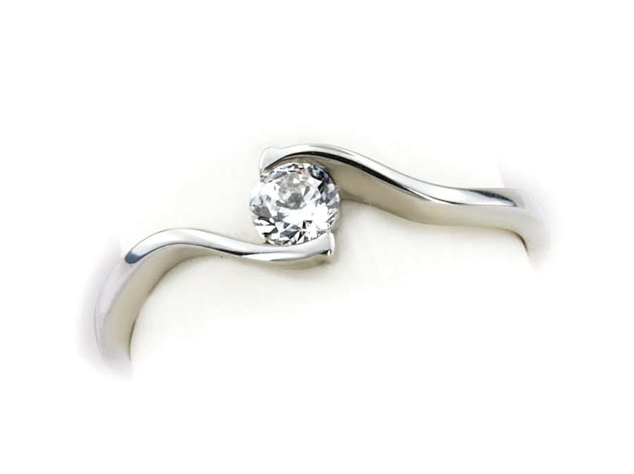 Złoty pierścionek z brylantem białe złoto - b1282br_SI_H — zdjęcie 3