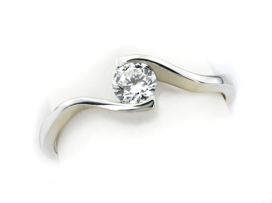 Złoty pierścionek z brylantem białe złoto - b1283br_SI_F — zdjęcie 3