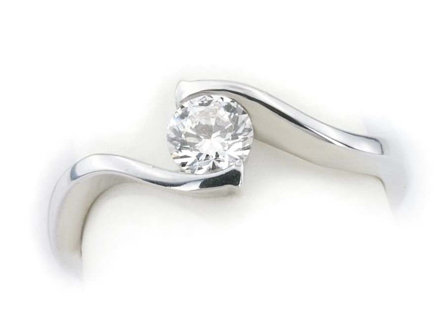 Złoty pierścionek z brylantem białe złoto - b1284br_P1_I — zdjęcie 3