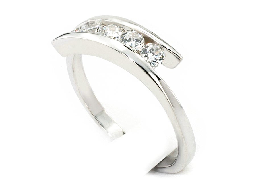 Złoty pierścionek z brylantami białe złoto - b1285br_SI_H — zdjęcie 2