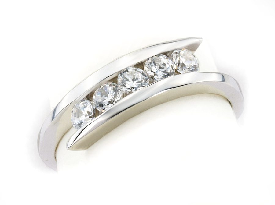 Złoty pierścionek z brylantami białe złoto - b1285br_SI_H — zdjęcie 3