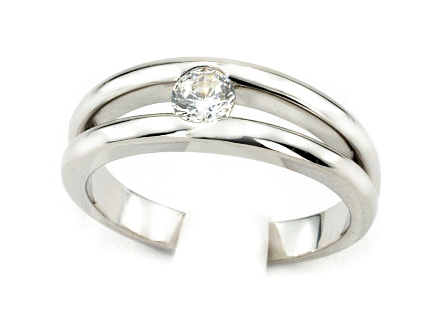 Złoty pierścionek z brylantem białe złoto - b20012br_Vs_H