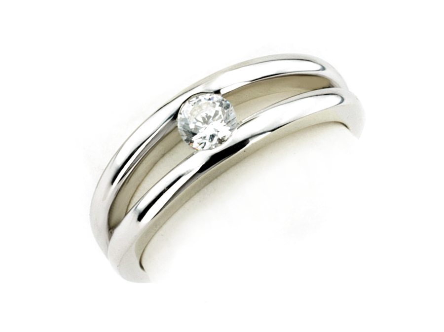 Złoty pierścionek z brylantem białe złoto - b20012br_Vs_H — zdjęcie 3