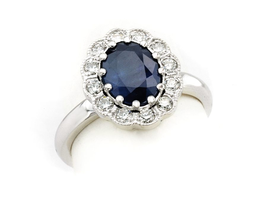Pierścionek z szafirem i brylantami białe złoto - b20017 — zdjęcie 3