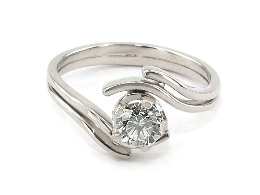 Złoty pierścionek z brylantem białe złoto - b20019br_VS_H — zdjęcie 2