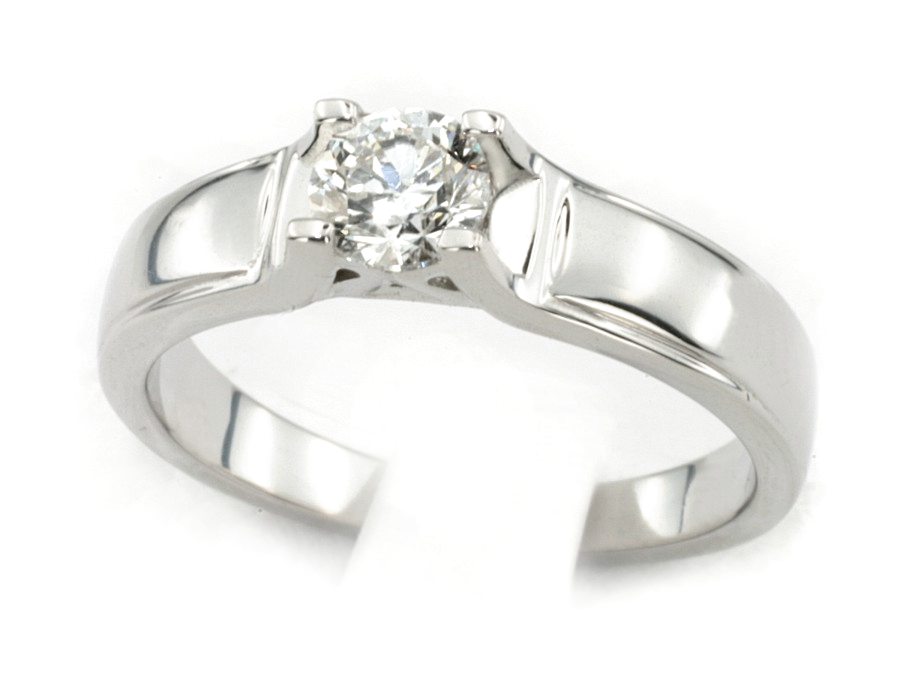 Złoty pierścionek z brylantem białe złoto - b20036br_P_H